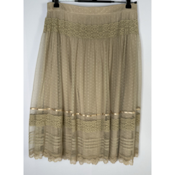 Apt 9 Beige Skirt Sz M Lace Tulle  Neutral Boho Cottagecore Romantic Coquette - Picture 1 of 8